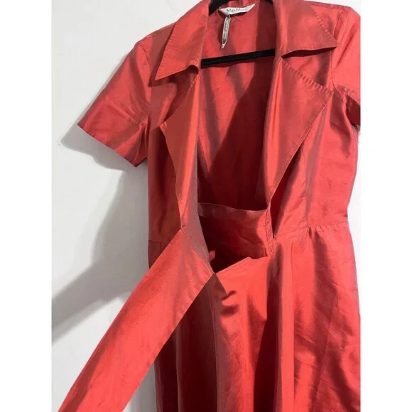 MAXMARA Shantung Wrap Dress Rust size Large*